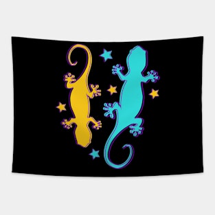 Hippie Colorful Lizards and Reptiles Tapestry