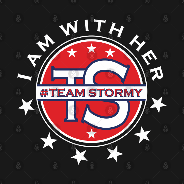 Team Stormy I Am With Her Political Red Blue White Typography With White Stars by ZAZIZU