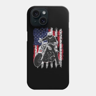 American Flag motorcycle gift for fathers day and 4th of july for kids boy girl woman Phone Case