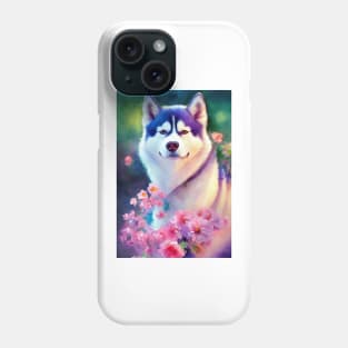 Watercolor husky Phone Case