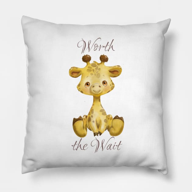 Worth the Wait Baby Giraffe Pillow by allthumbs