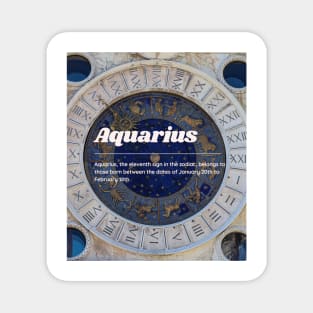 Aquarius Zodiac Roman Numerial Print Magnet