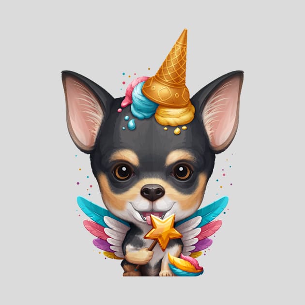 Tricolor Smooth Coat Chihuahua Ice Cream Unicorn by stonemask