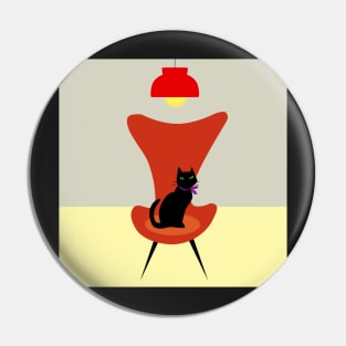 Cat on the red sofa Pin