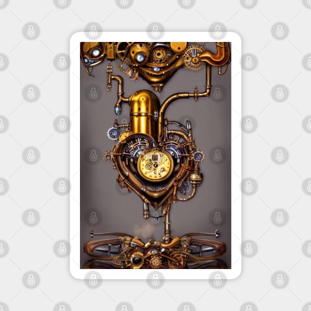 Steampunk mechanical heart Magnet by Dendros-Studio