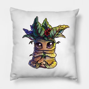 Watercolor drawing " Baby Mandrake" (Mandragora) Pillow