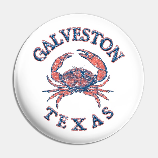 Galveston, Texas, with Stone Crab on Wind Rose (Two-Sided) Pin by jcombs