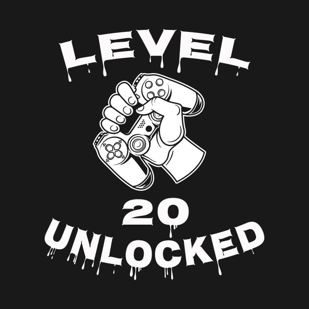 Level 20 Unlocked - Funny Mens 20th Birthday Gamer by Happysphinx