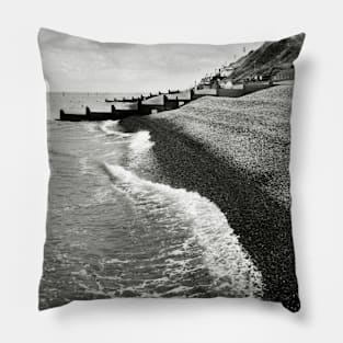 The pebble coastline at Sheringham, Norfolk, UK Pillow