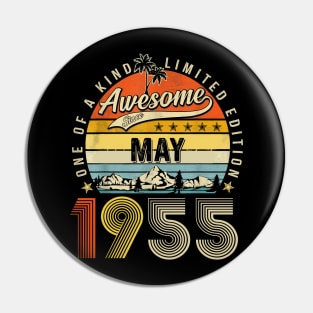 Awesome Since May 1955 Vintage 68th Birthday Pin