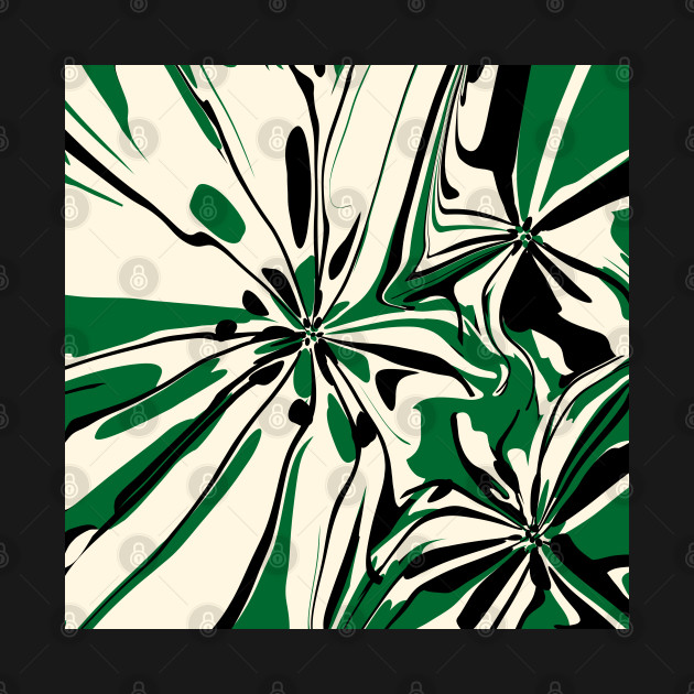Fantasy Flowers in Green, Cream, and Black by LAEC