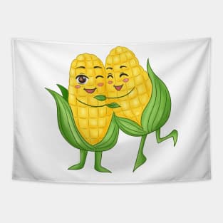 Cute corn couple hugging each other Tapestry