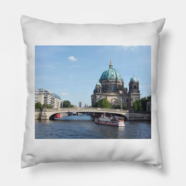 Berlin Cathedral and River Spree, Berlin-Mitte, Berlin, Germany Pillow by Kruegerfoto