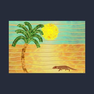 Mongoose walking, palm tree and the sun shining T-Shirt