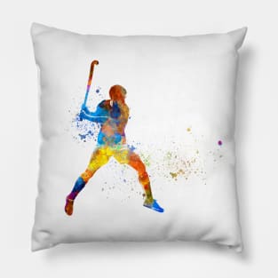 watercolor field hockey Pillow