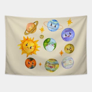 Solar System happy Tapestry
