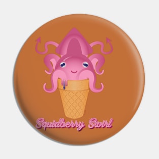 Squidberry Swirl Cute Squid Ice Cream Cone Pin