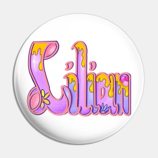 Lilian with yellow drips Girls and womens Personalized Custom name Lilian Pin