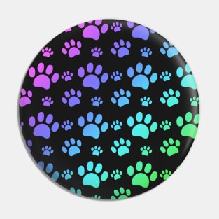 Rainbow Paw Pattern Black Pin