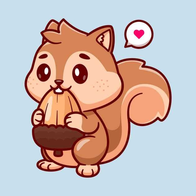 Cute Squirrel Eating Acorn Cartoon by Catalyst Labs