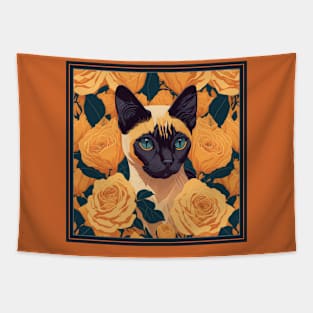 Siamese cat. Style vector (yellow version Siamese cat) Tapestry