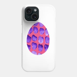 Easter egg - animal print with stains, isolated on white background. Simple pink and violet boho watercolor. Design for background, cover and packaging, Easter and food illustration, greeting card. Phone Case