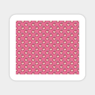 Pink Apple Heart Pattern Magnet