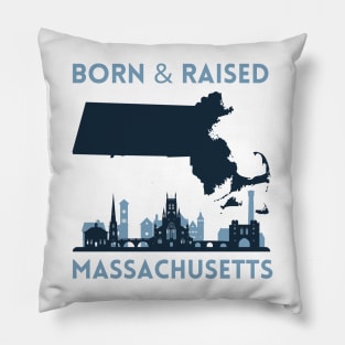 Born and raised Massachusetts Id rather be in Boston MA skyline state trip Pillow