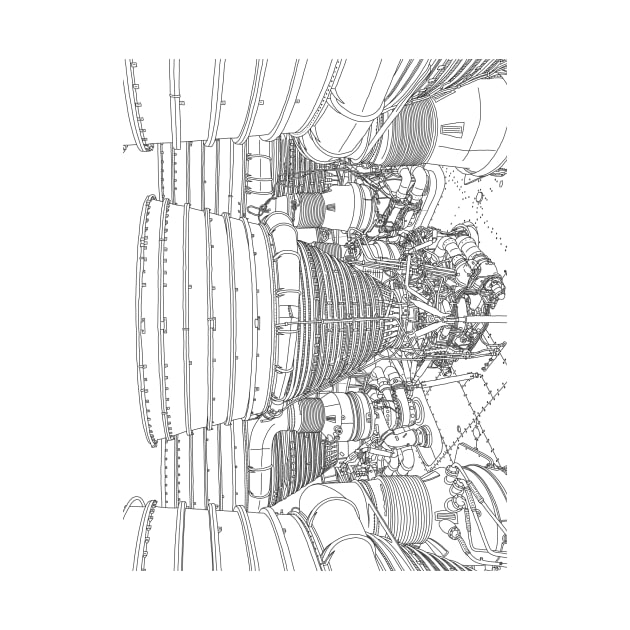 Apollo Rocket Booster - Line Art by lamaisondulapino