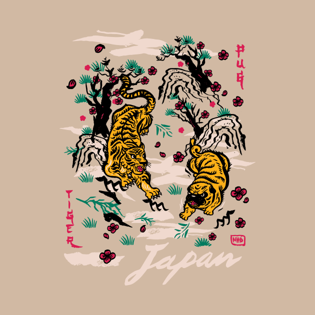 Tiger and Pug Japanese style by nokhookdesign