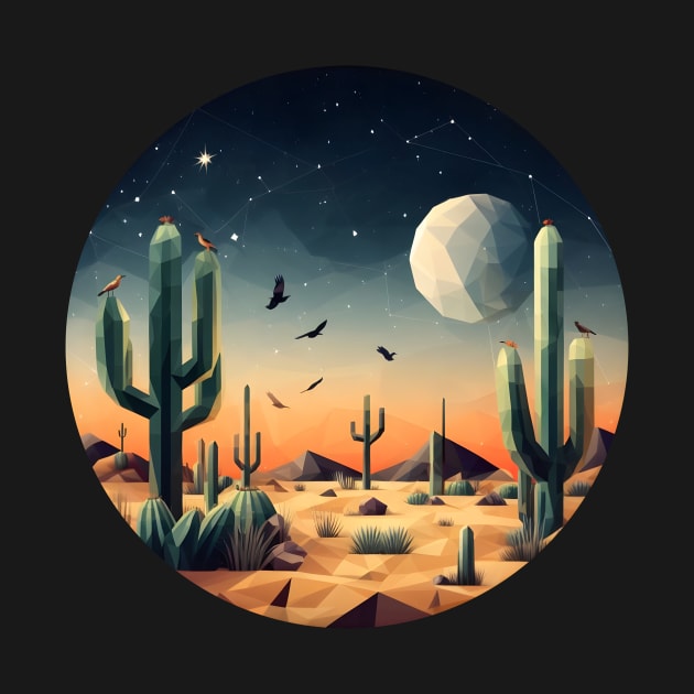 Polygonal Desert with Cactus by Antipodal point