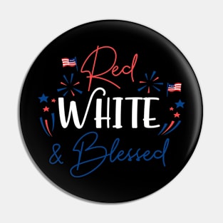 Red White & Blessed Shirt 4th of July Cute Patriotic America Pin