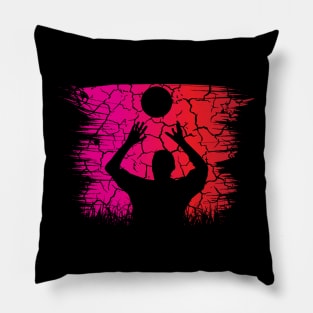 Travel back in time with beach volleyball - Retro Sunsets shirt featuring a player! Pillow