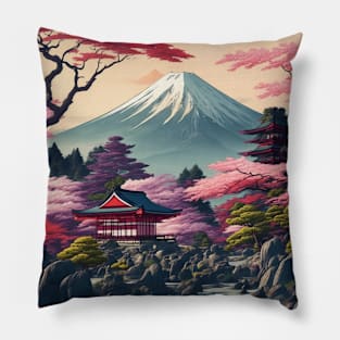 Serene Mount Fuji Sunset - Peaceful River Scenery Pillow