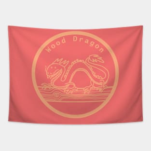 Wood Dragon Year of the Dragon Peach Fuzz Line Tapestry