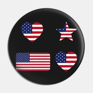 American Flag Pastel Chalk Art Stickers Pin