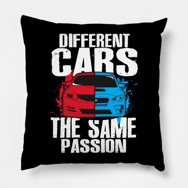 Different Cars Same Passion Pillow by Dailygrind