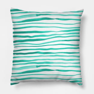 Irregular watercolor lines - turquoise Pillow