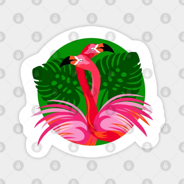 Flamingo Birds Love Hug Magnet by RageRabbit