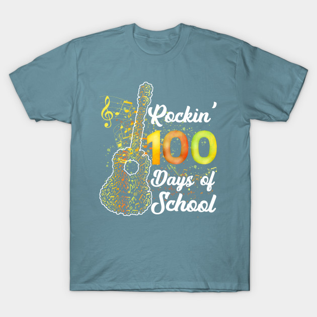 Discover Rockin' 100 Days Of School Guitar 100th Day Of School Gift For Music Teacher Student - Funny Gift For Family Members - T-Shirt