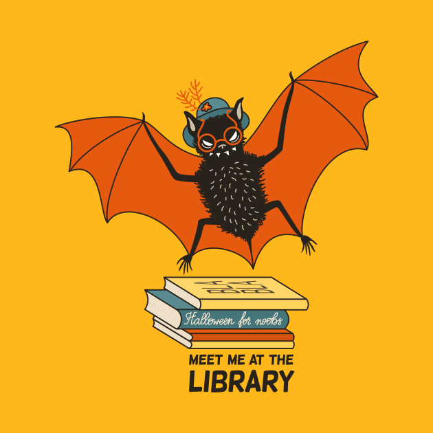 Funny librarian bat book lover by Boriana Giormova