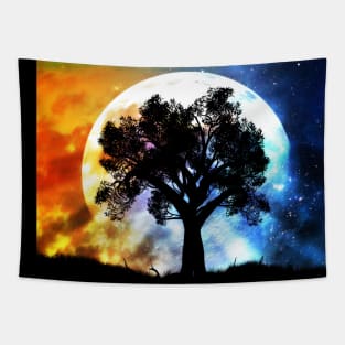 Full moon and tree Tapestry