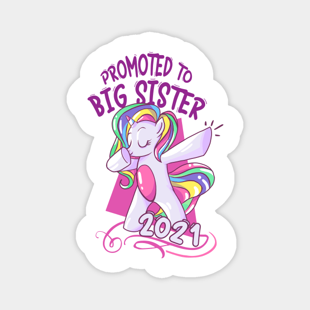 Unicorn  Big Sister 2021 announcing pregnancy Magnet by alpmedia