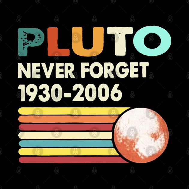 Pluto Never Forget 1930-2006 Retro Style MrBeast Funny Dwarf Planet Tee, Outer Space Gift Vintage Solar System by TrikoGifts