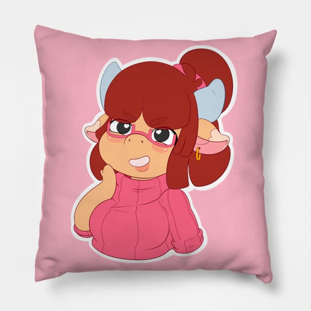 Smug Moosie Pillow by MissMoosieArt