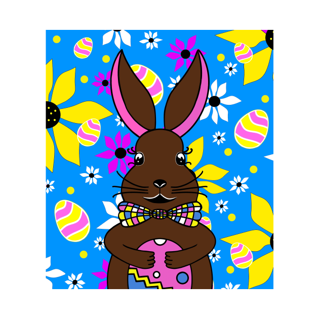 CUTE Easter Bunny Floral With Easter Eggs by SartorisArt1