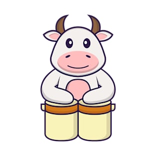 Cute cow is playing drums. T-Shirt