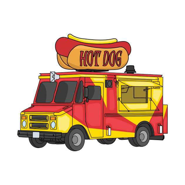 Hot dog food truck cartoon illustration by Cartoons of fun