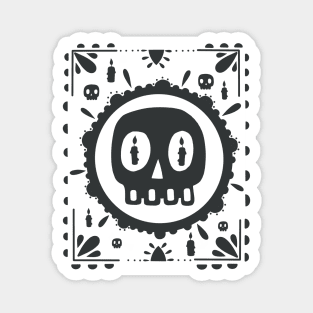 Papel Picado - Black skull - candle- white - Día De Los Muertos Magnet