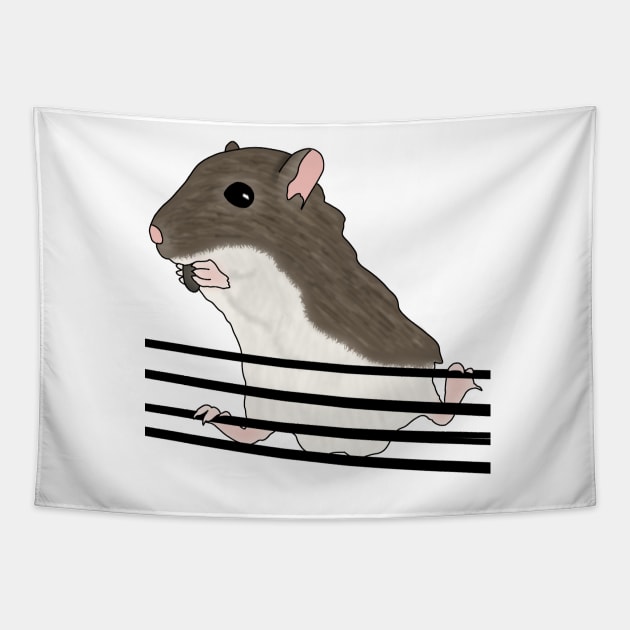 Cute brown gerbil eating sunflower seeds Tapestry by Becky-Marie